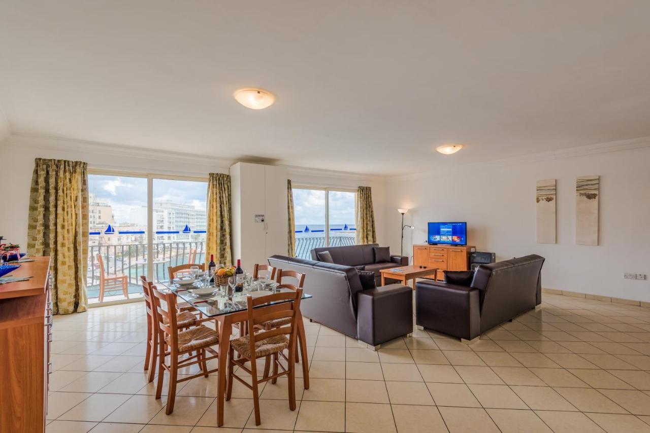 Spinola Bay Top Floor Seafront 3 Bedroom Apartment With Panoramic Sea Views - By Getawaysmalta San Ġiljan Buitenkant foto