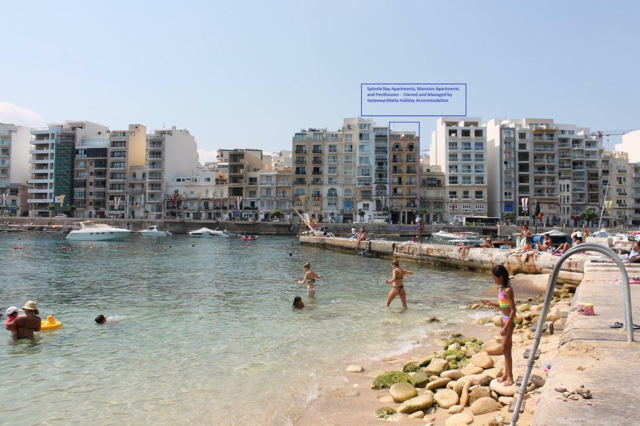 Spinola Bay Top Floor Seafront 3 Bedroom Apartment With Panoramic Sea Views - By Getawaysmalta San Ġiljan Buitenkant foto